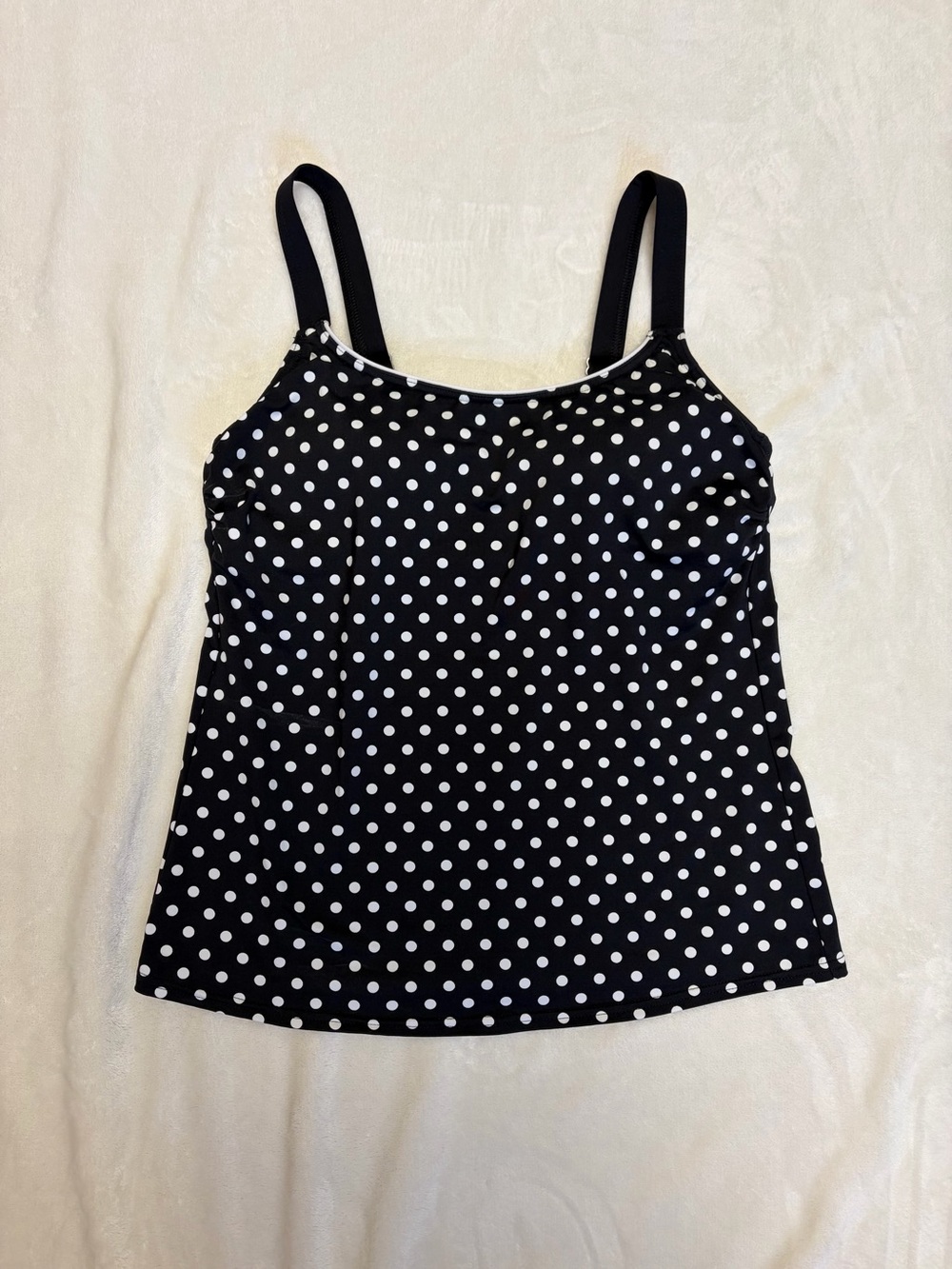 Lands’ End Black Polka Dot Tankini Top